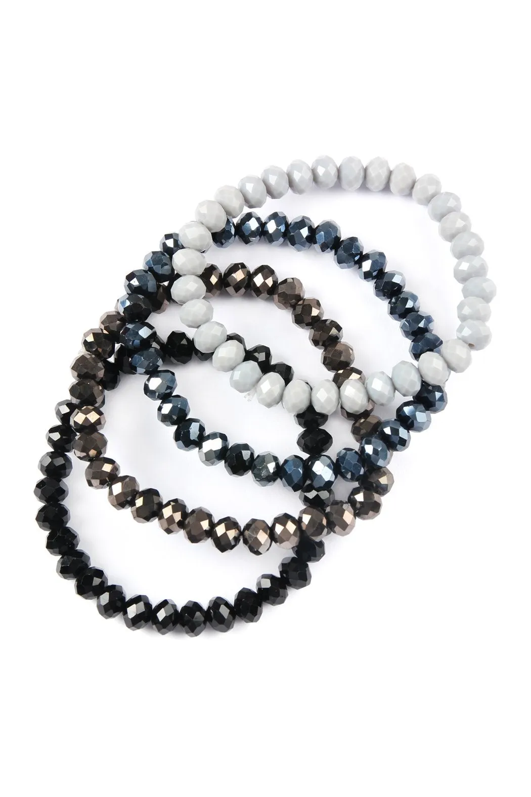 Four Line Crystal Bead Stretch Bracelets- 14 Colors