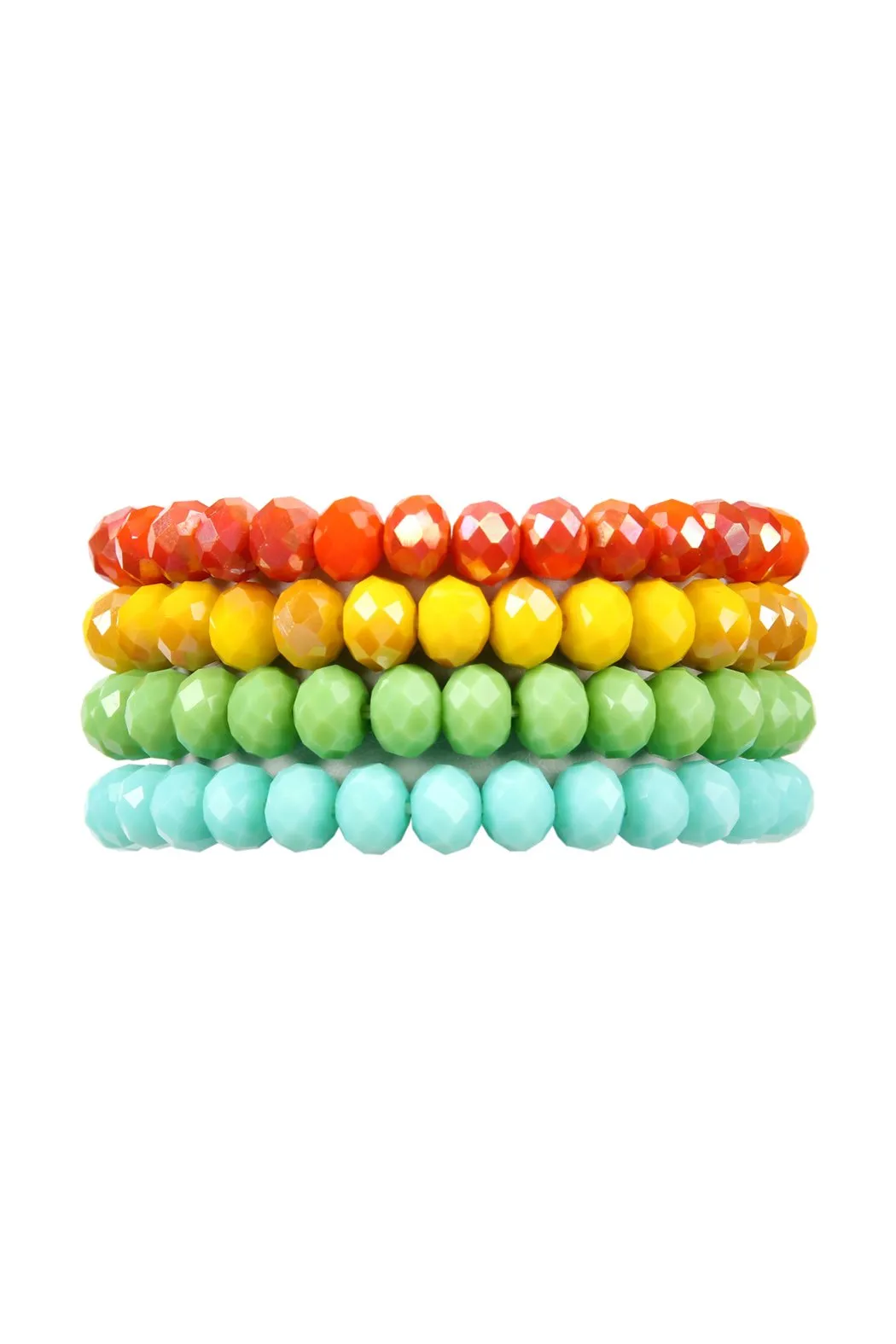 Four Line Crystal Bead Stretch Bracelets- 14 Colors