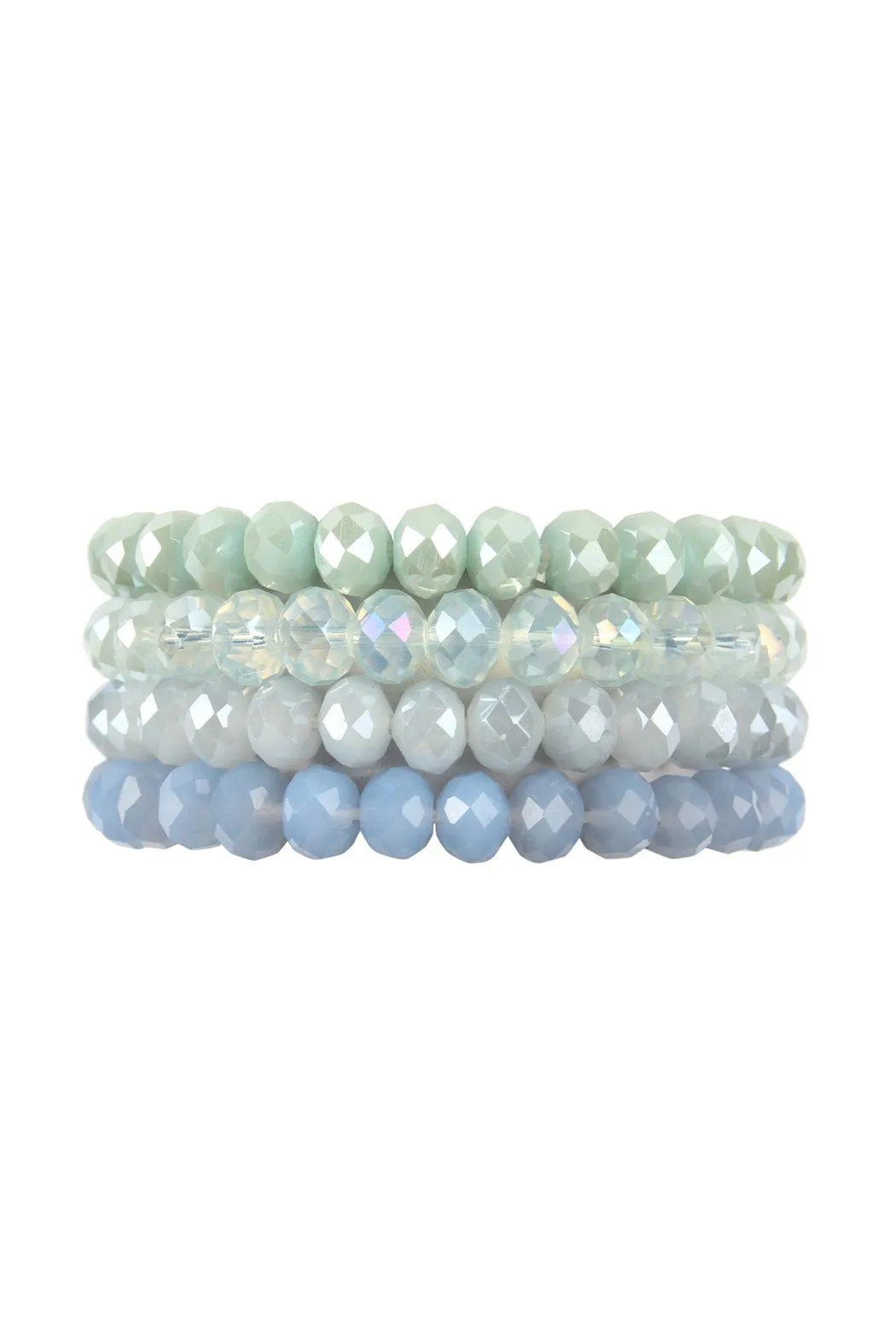 Four Line Crystal Bead Stretch Bracelets- 14 Colors