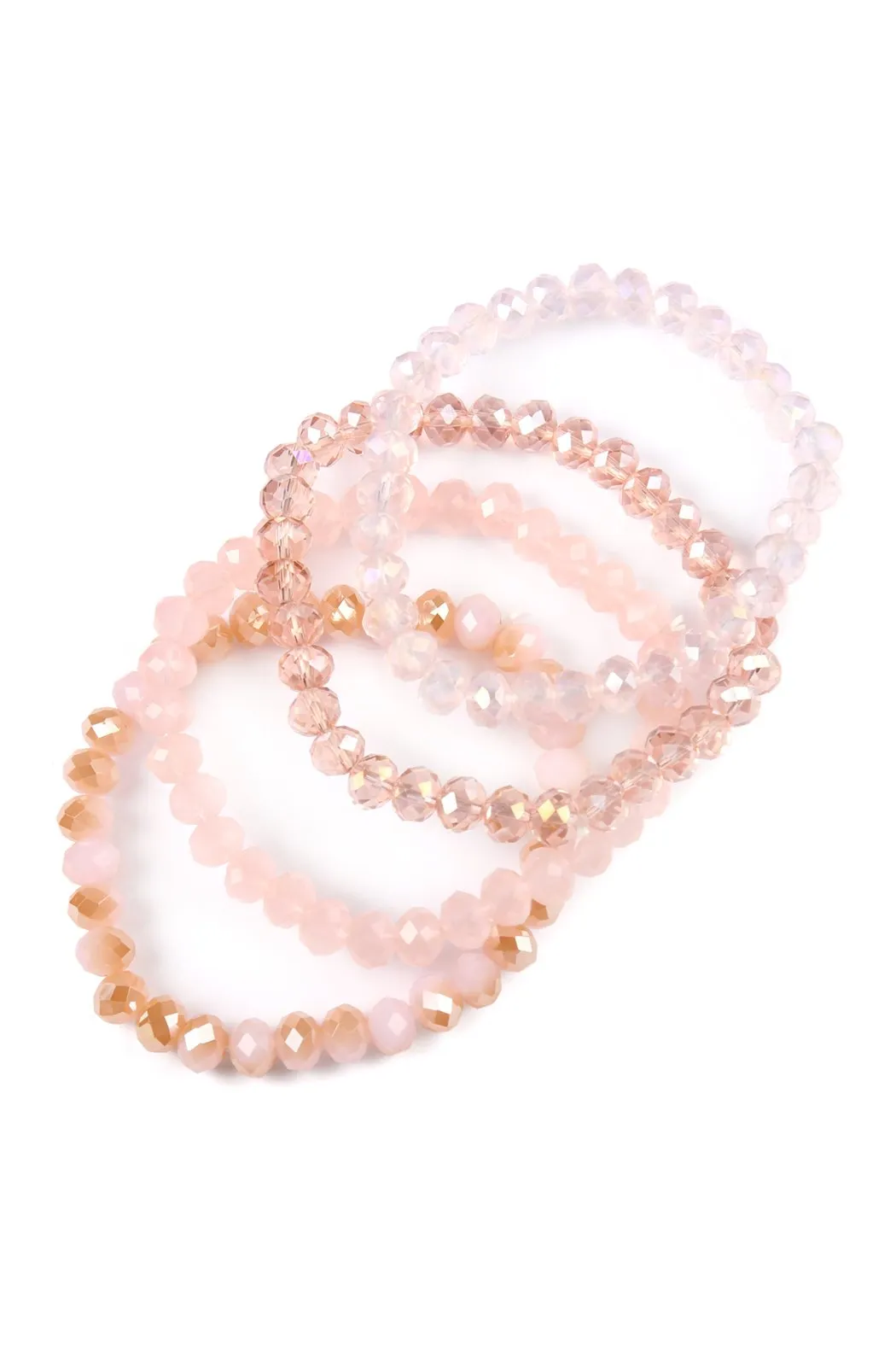 Four Line Crystal Bead Stretch Bracelets- 14 Colors
