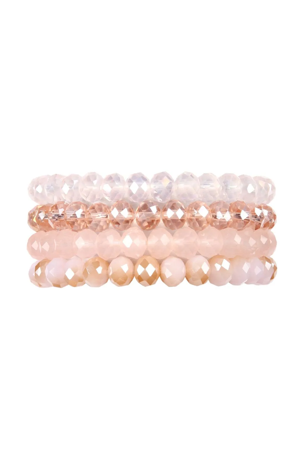 Four Line Crystal Bead Stretch Bracelets- 14 Colors