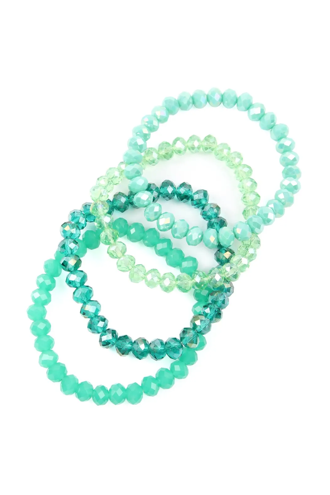 Four Line Crystal Bead Stretch Bracelets- 14 Colors