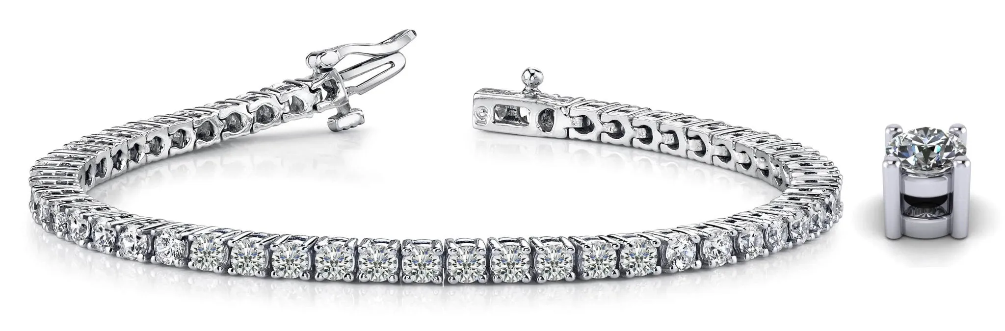 Four Prong Classic Lab-Grown Diamond Tennis Bracelet with 6.98 ct.(finished) 3.5mm