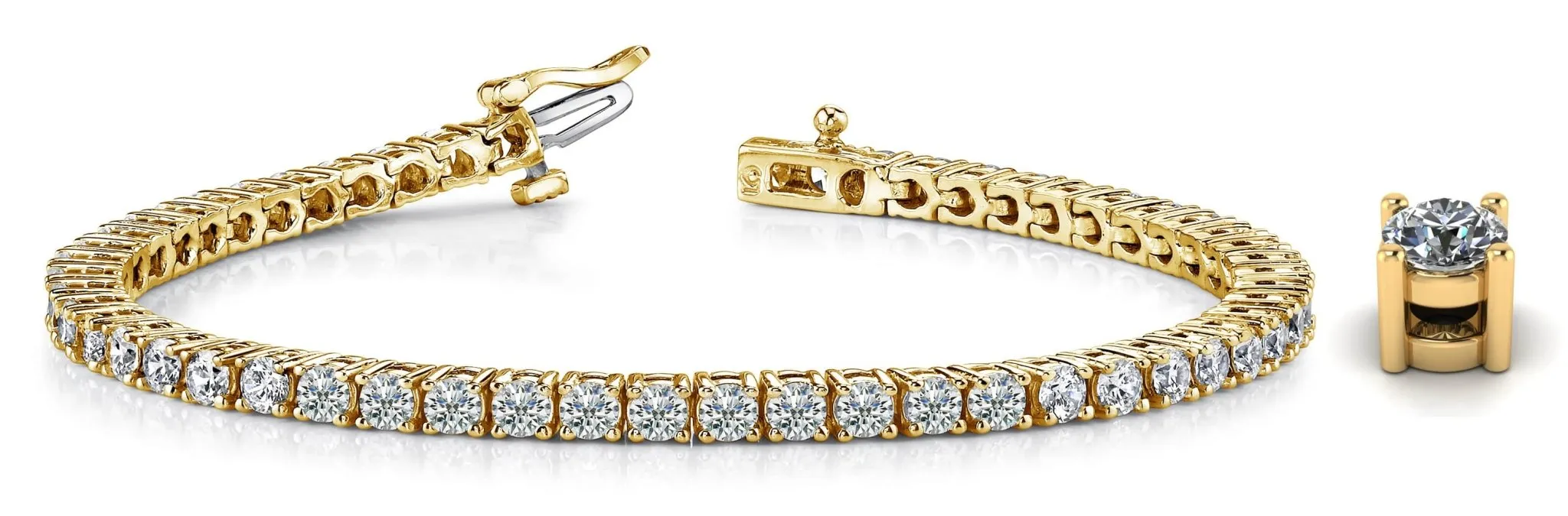 Four Prong Classic Lab-Grown Diamond Tennis Bracelet with 6.98 ct.(finished) 3.5mm