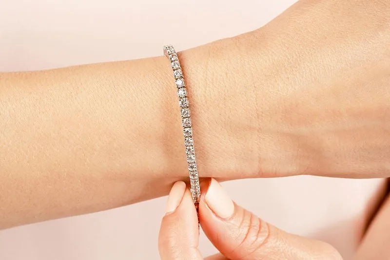 Four Prong Classic Lab-Grown Diamond Tennis Bracelet with 6.98 ct.(finished) 3.5mm