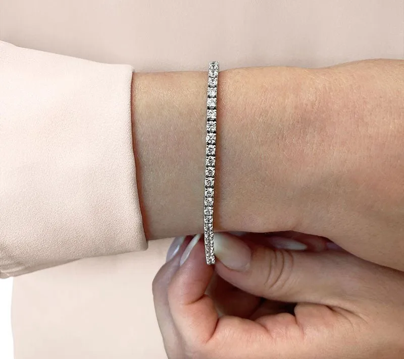 Four Prong Classic Lab-Grown Diamond Tennis Bracelet with 6.98 ct.(finished) 3.5mm