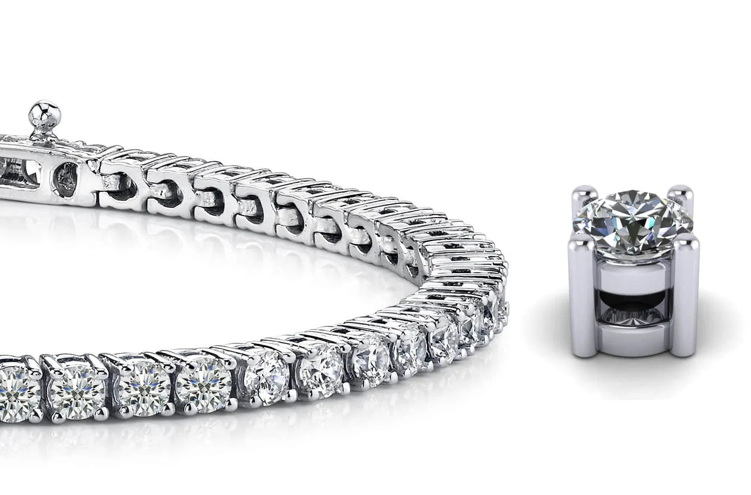 Four Prong Classic Lab-Grown Diamond Tennis Bracelet with 6.98 ct.(finished) 3.5mm