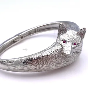 Fox Bangle Bracelet, Sterling Silver