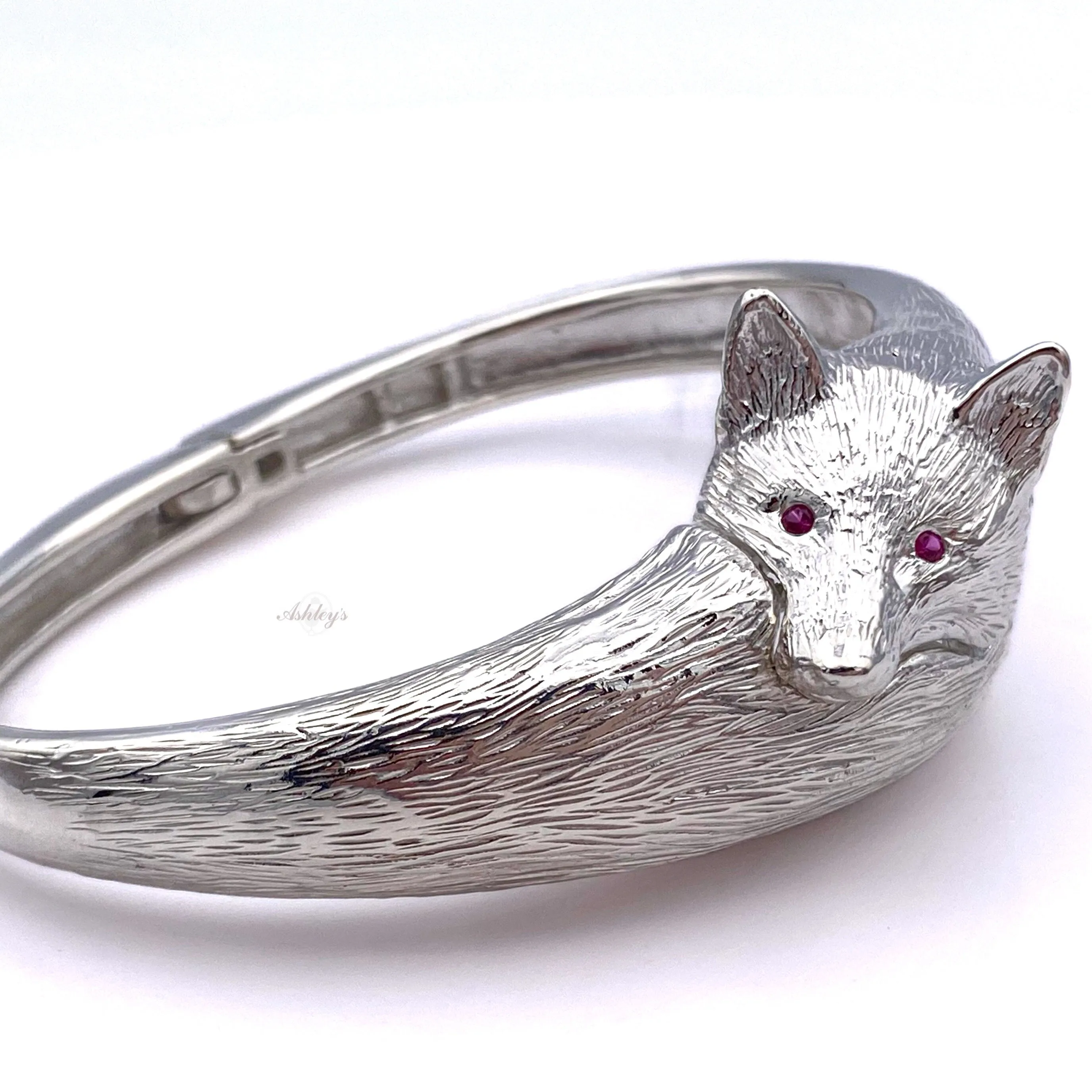 Fox Bangle Bracelet, Sterling Silver