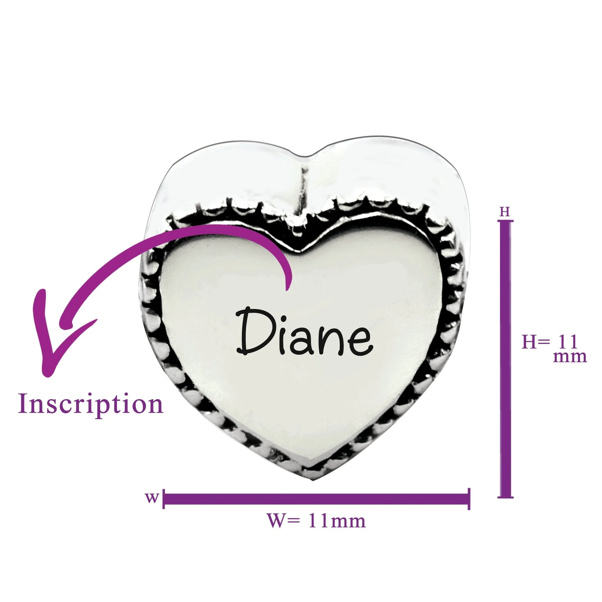 Framed Heart Personalised Charm for Moments Bracelet