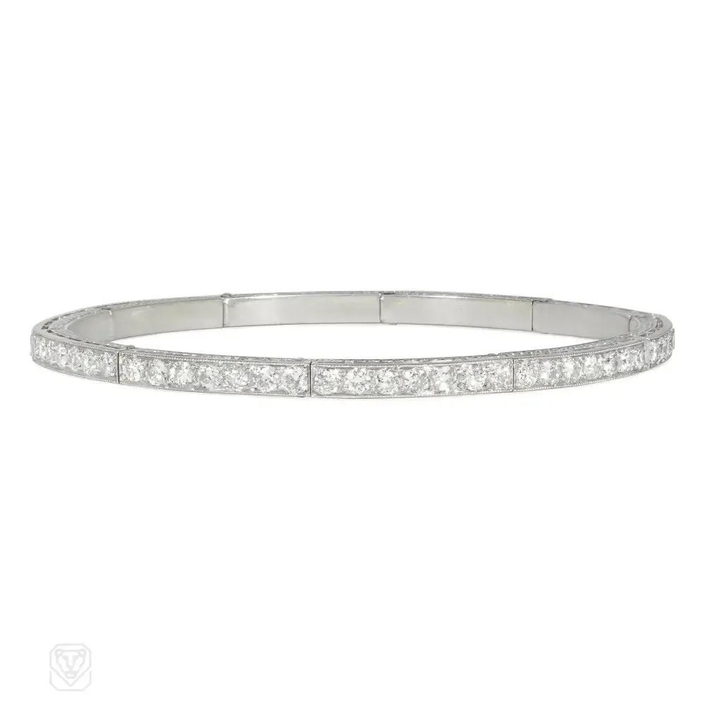 French Art Deco expandable diamond line bracelet
