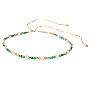 Fresh Water Pearl & Gemstone Symphony Choker| Gold