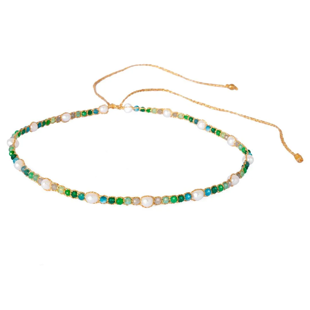 Fresh Water Pearl & Gemstone Symphony Choker| Gold