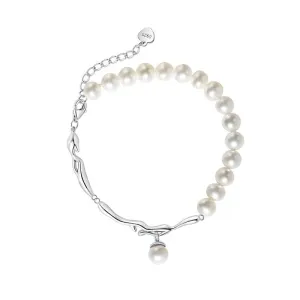Freshwater Pearl and Silver Brach with a Pearl Charm Bracelet