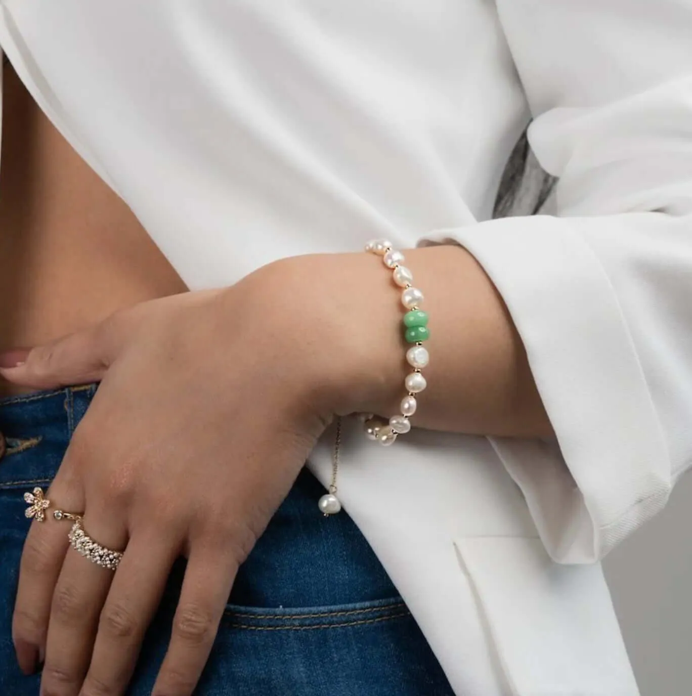 FRESHWATER PEARL AVENTURINE BRACELET