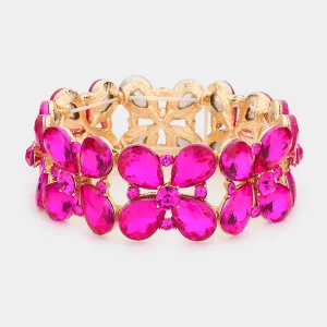 Fuchsia Crystal Teardrop Pageant Stretch Bracelet  | Evening Bracelet |  563688
