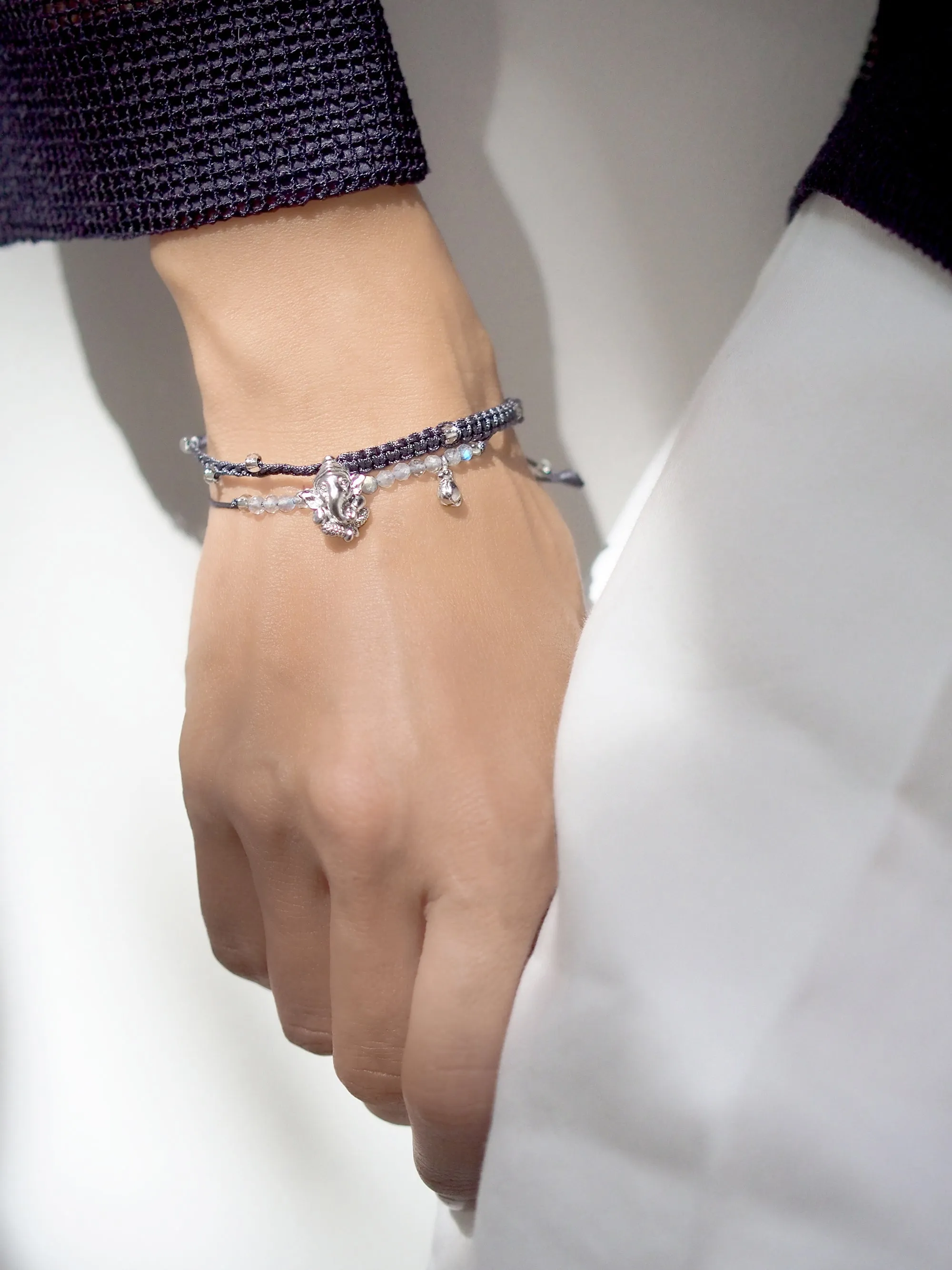 Ganesha Silver-Charcoal SET Bracelets / Favora - Lucky