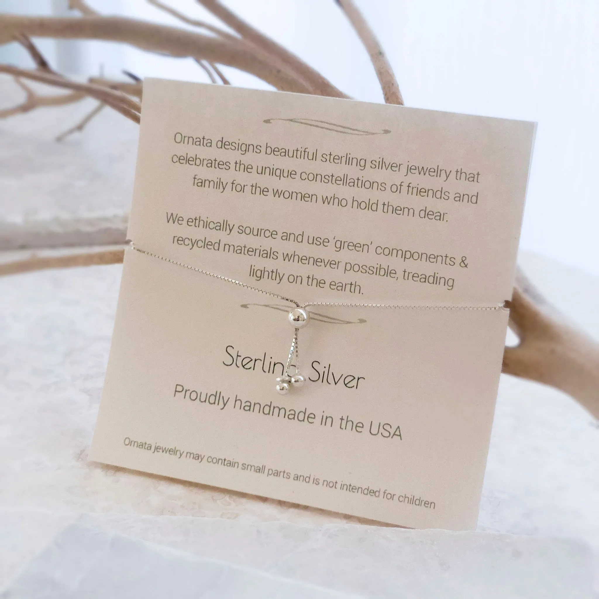 “Generations” Sterling Silver Bolo Bracelet on Personalized Jewelry Card