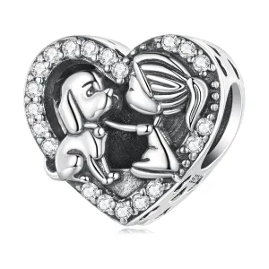 Girl & Dog Heart Charm
