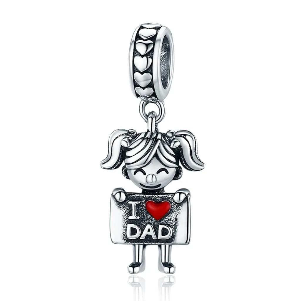 Girl I Love Dad Pendant Charm