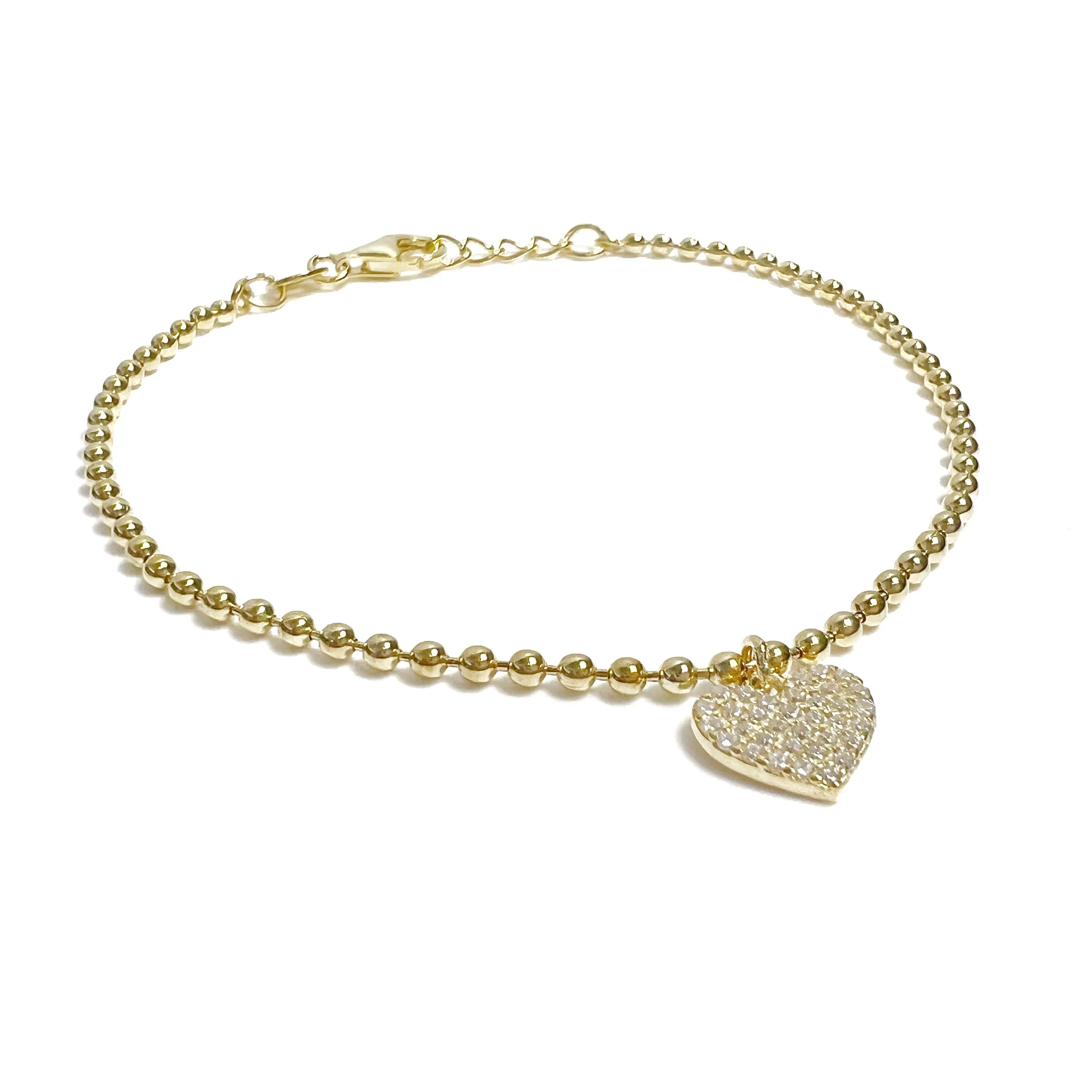 Girls Bead Pave Heart Bracelet