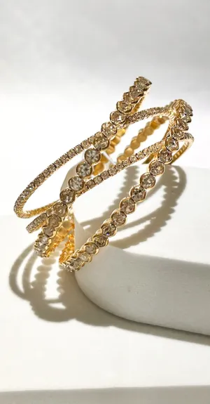 Glittering Poise Rhinestones Gold Bracelet