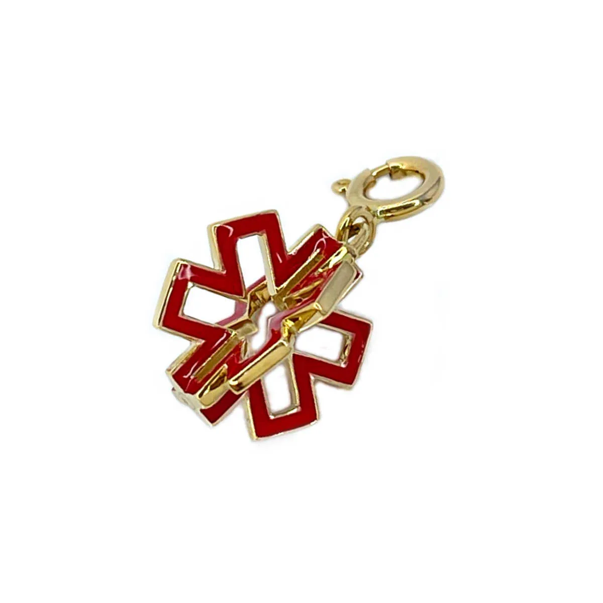Gold 3D Star of Life Medical Charm
