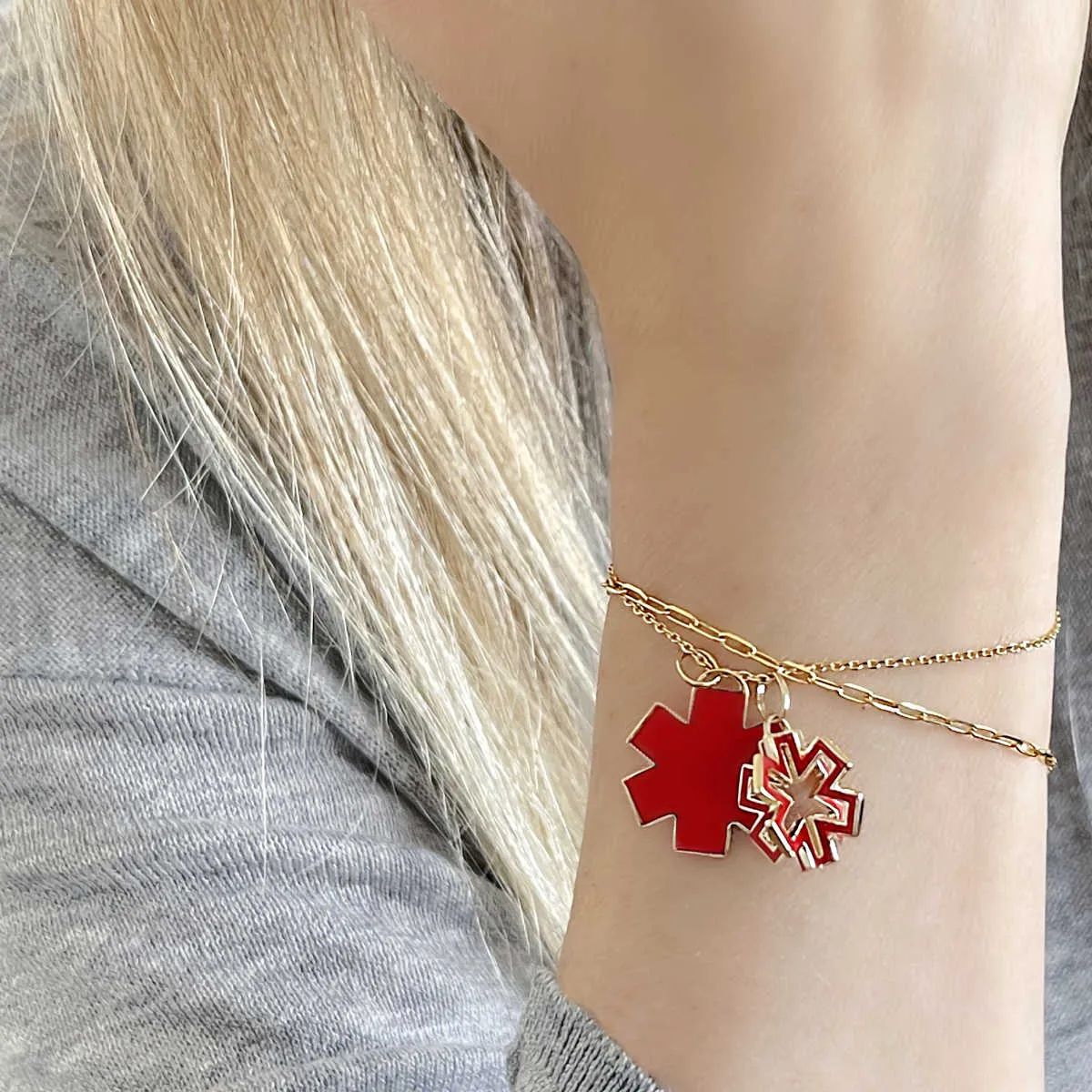 Gold 3D Star of Life Medical Charm