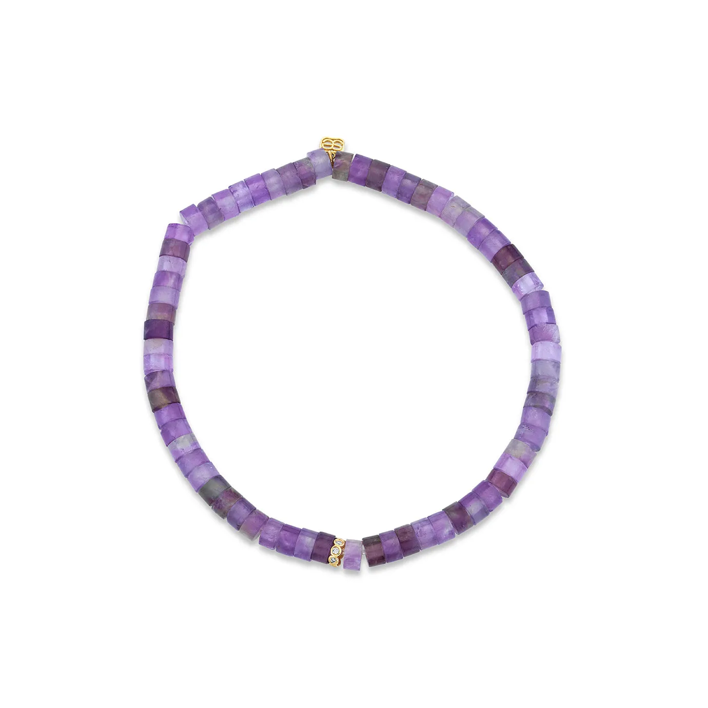 Gold & Diamond Rondelle on Amethyst Heishi