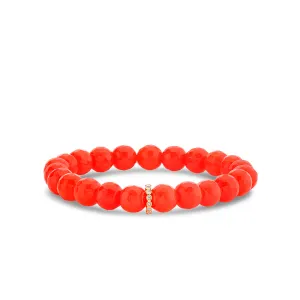 Gold & Diamond Rondelle on Orange Agate