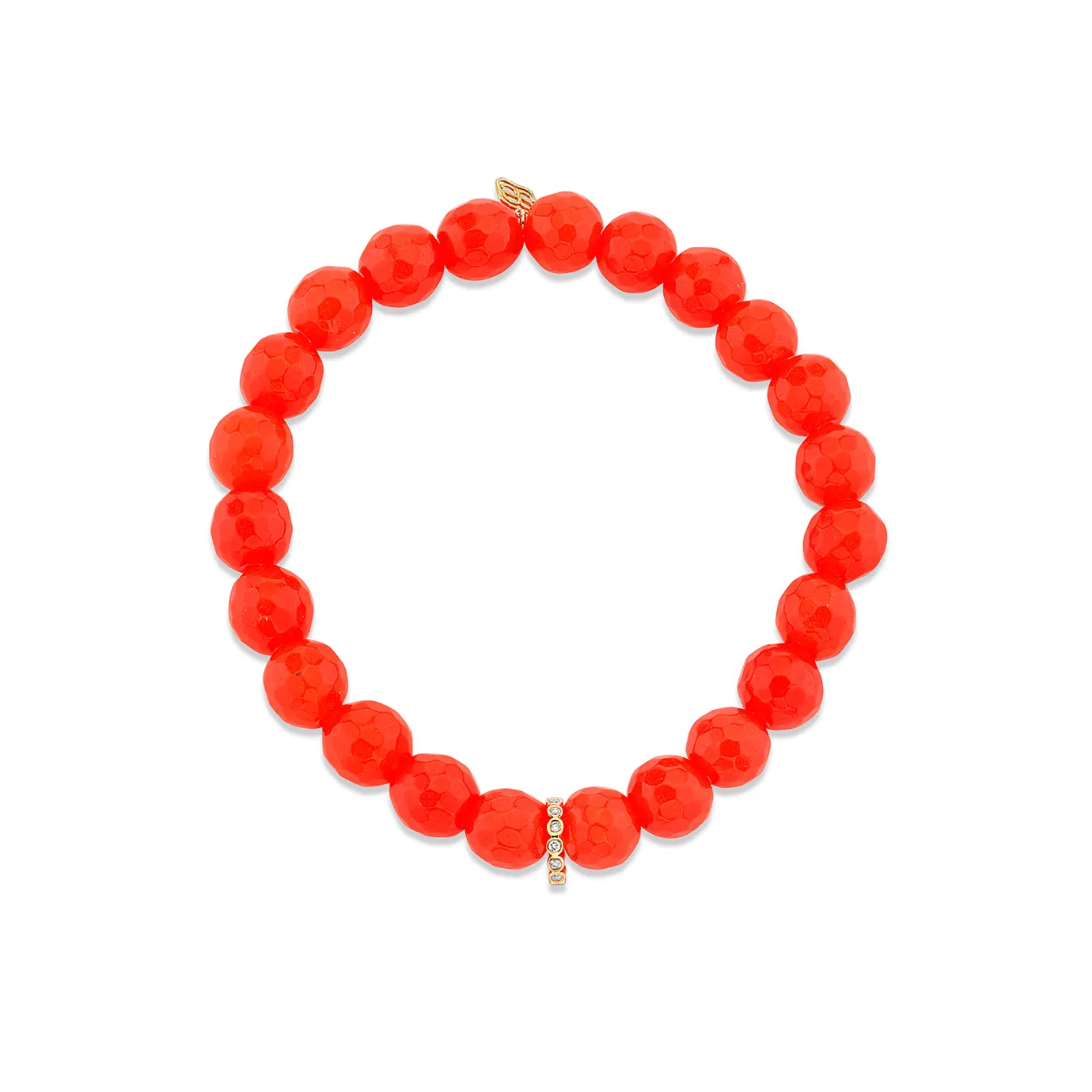 Gold & Diamond Rondelle on Orange Agate