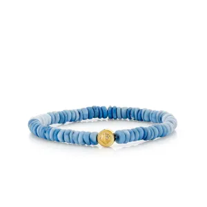 Gold & Diamond Starfish & Clam Shell on Blue Opal Heishi