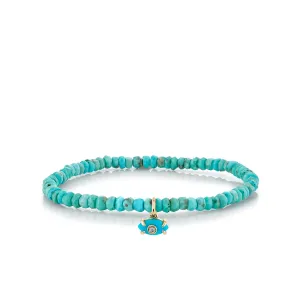 Gold & Diamond Tiny Carved Turquoise Eye on Turquoise