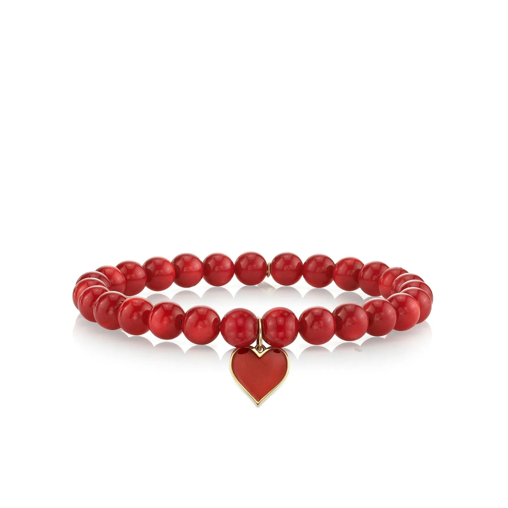 Gold & Enamel Small Heart on Red Sea Bamboo