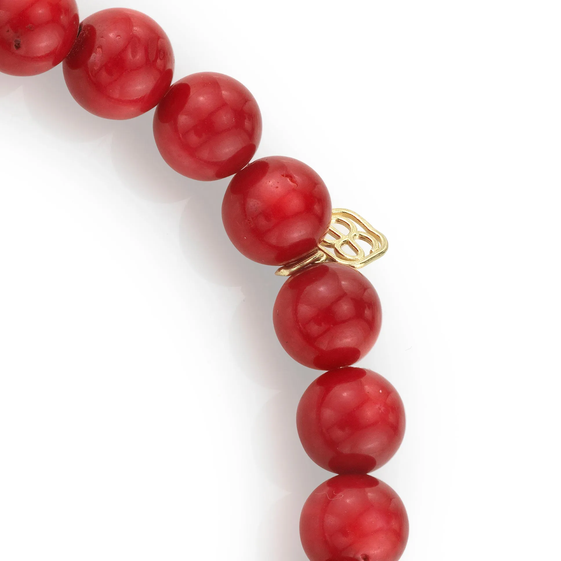 Gold & Enamel Small Heart on Red Sea Bamboo