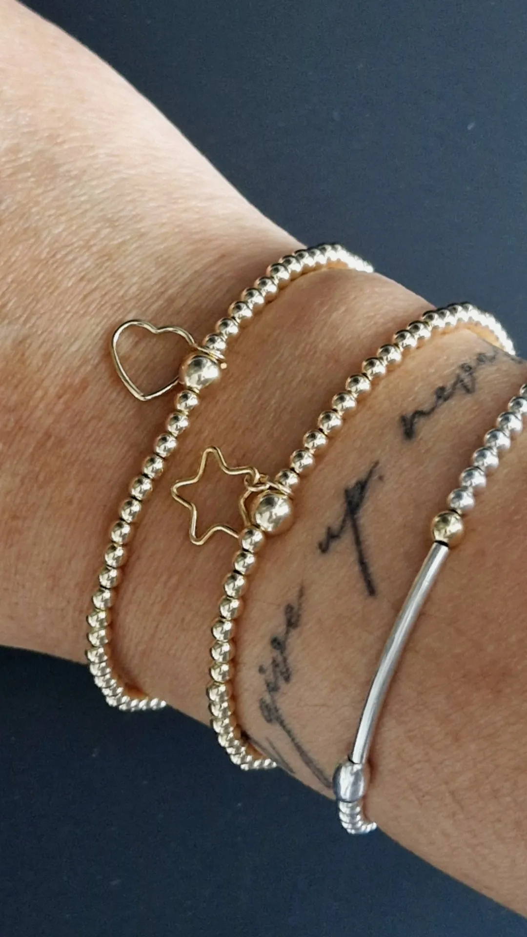 Gold Bobble Bracelet - 'Heart' Frame