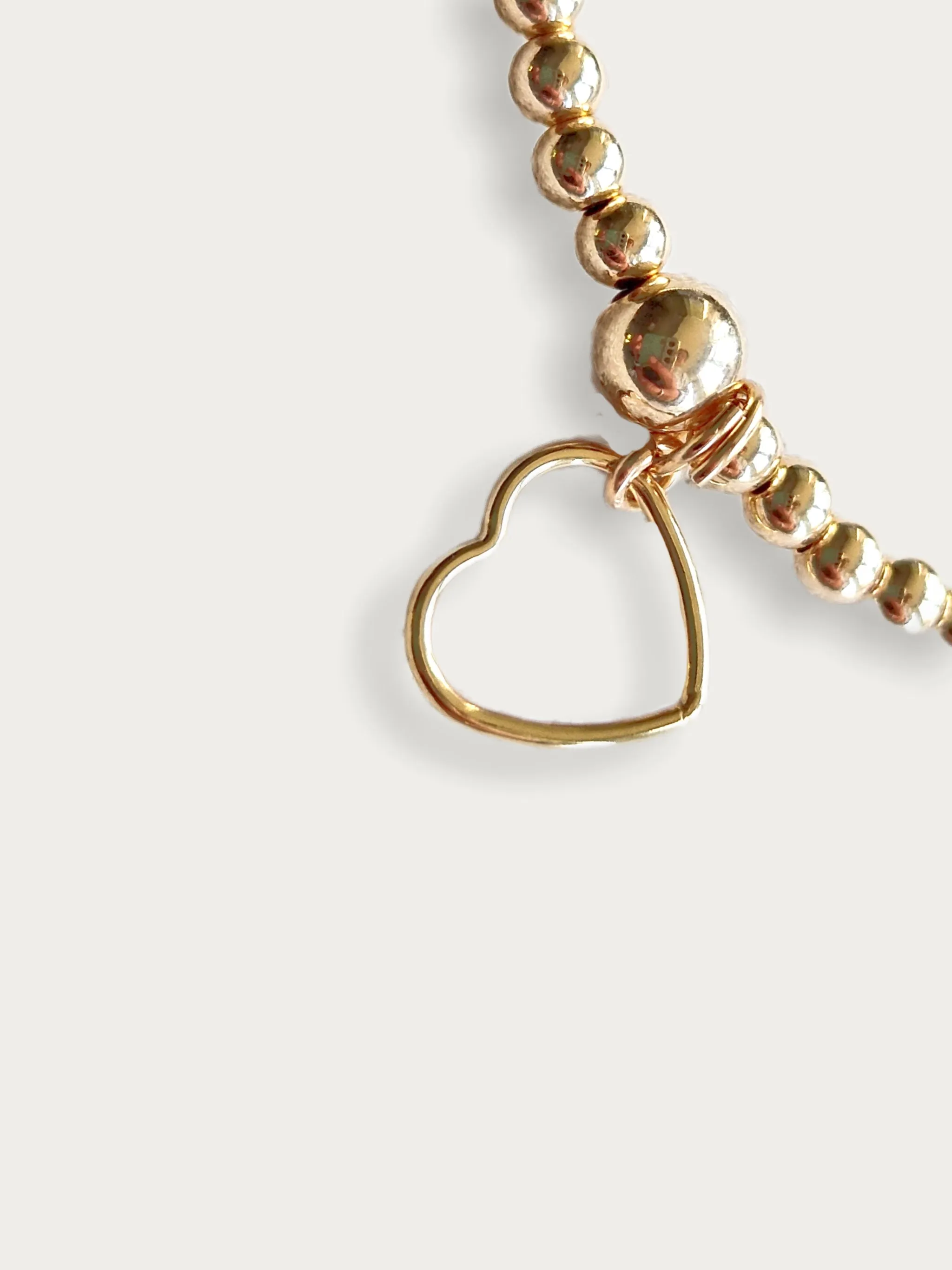 Gold Bobble Bracelet - 'Heart' Frame