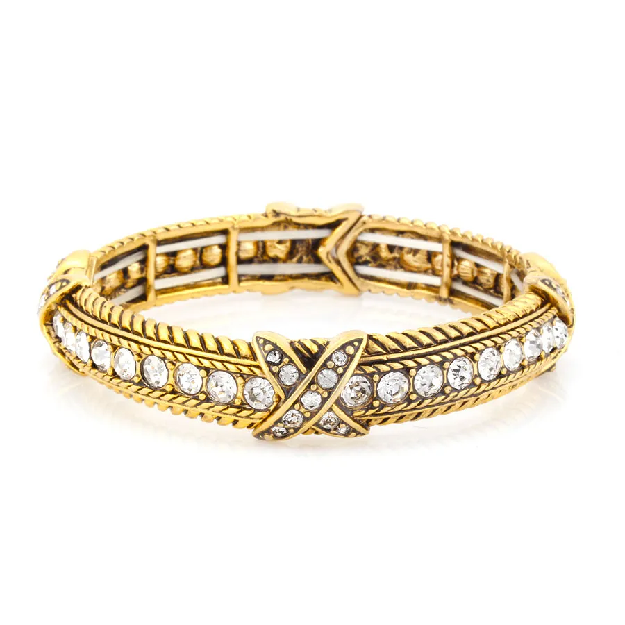 GOLD CRTSTAL STRETCH BRACELETS #B00989_G GOLD-TONE (IF10)