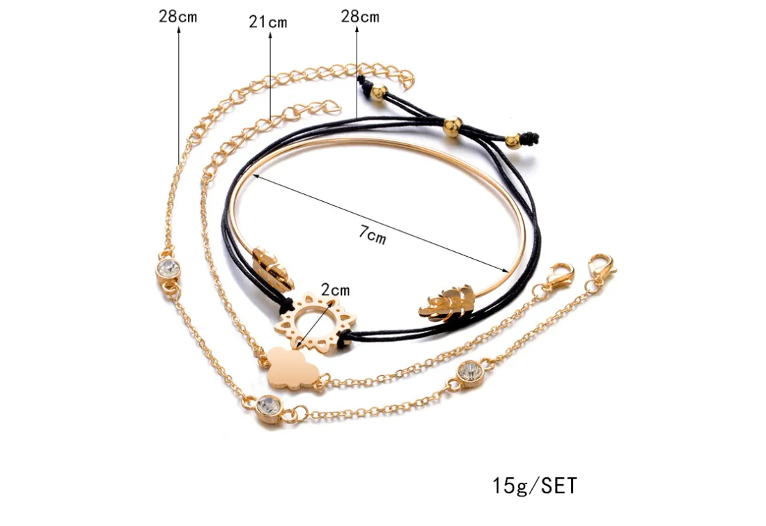 Gold Crystal Heart Bracelet Set for Weddings