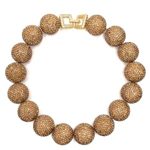 Gold Crystal Sphere Statement Necklace - Gold