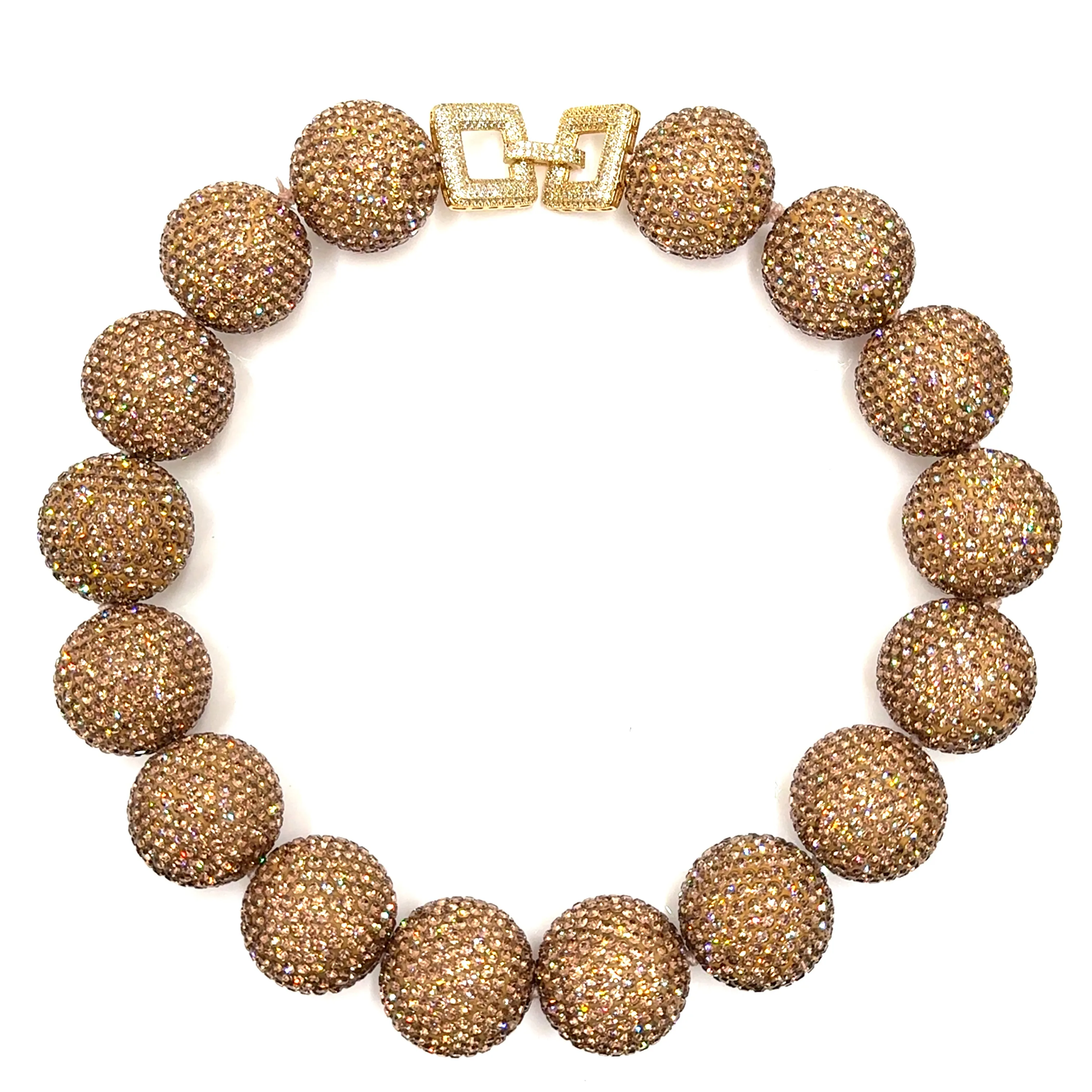 Gold Crystal Sphere Statement Necklace - Gold