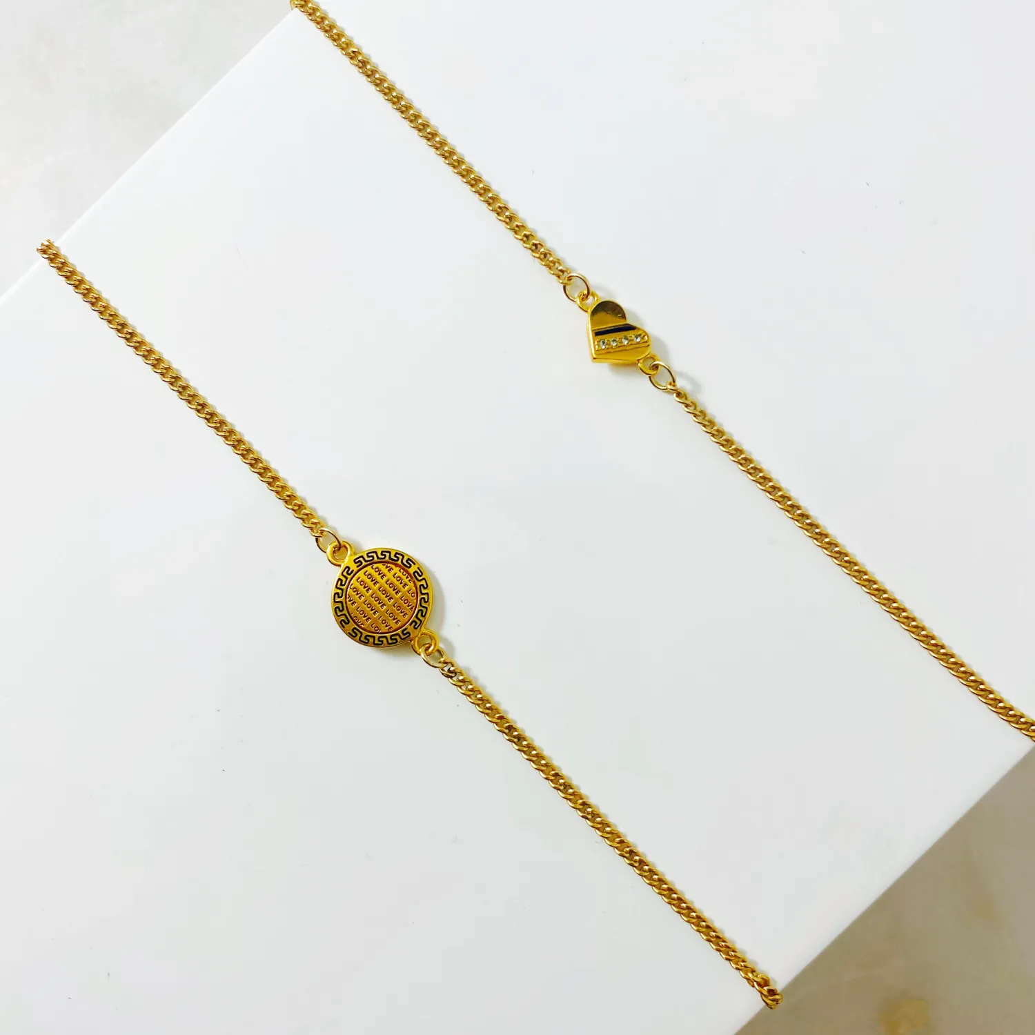 Gold Love Heart Charm Bracelet