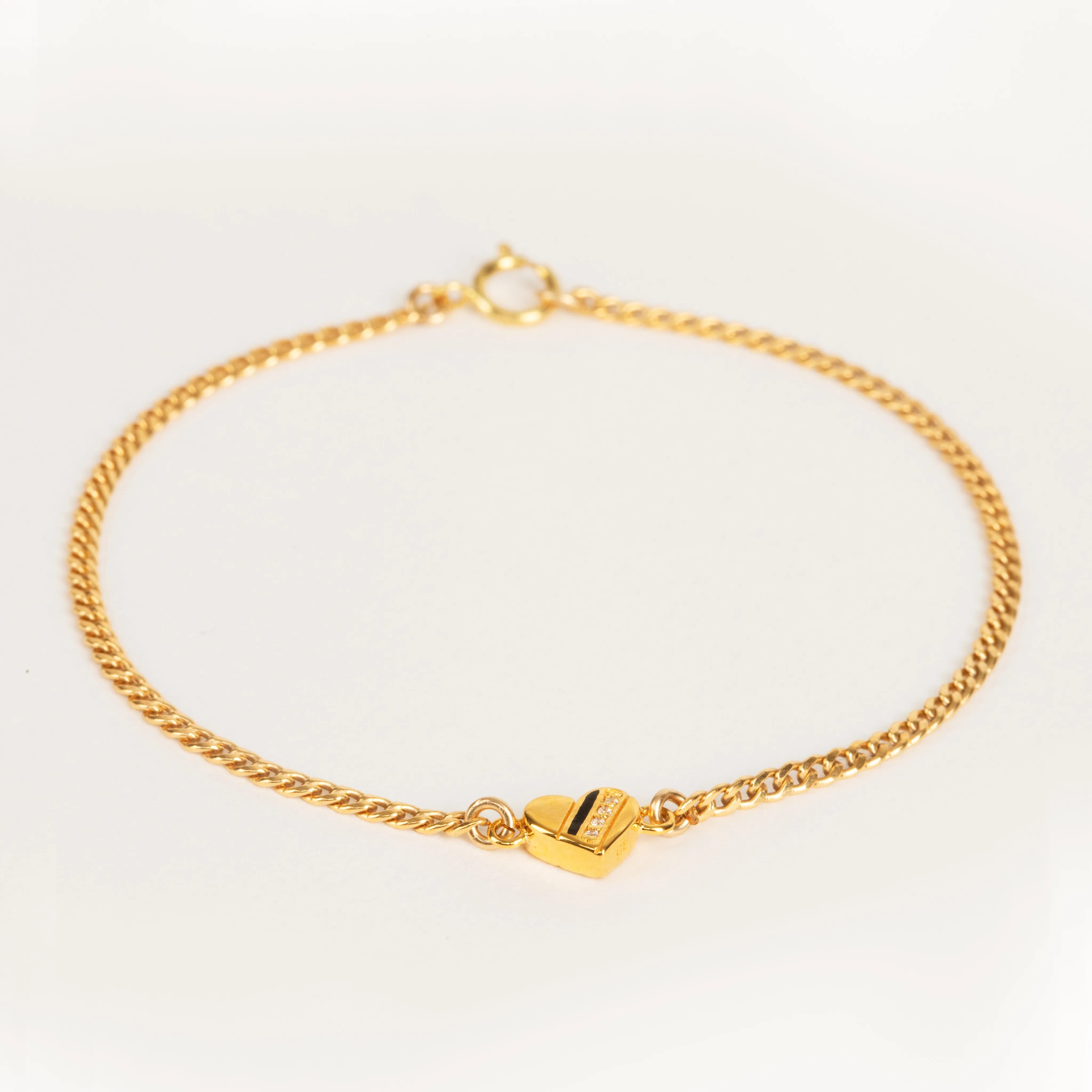 Gold Love Heart Charm Bracelet