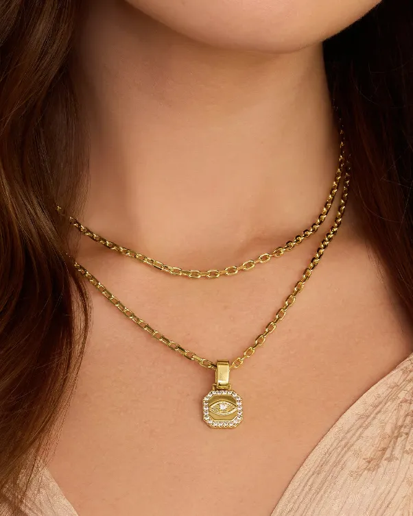 GORJANA SHIMMER EVIL EYE TAG CHARM GOLD