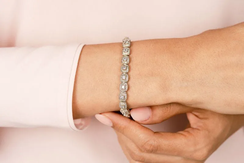 Grand Princess Cut Lab-Grown Diamond Bracelet with 5.06 ct.(finished) 1.2mm, 2.8mm