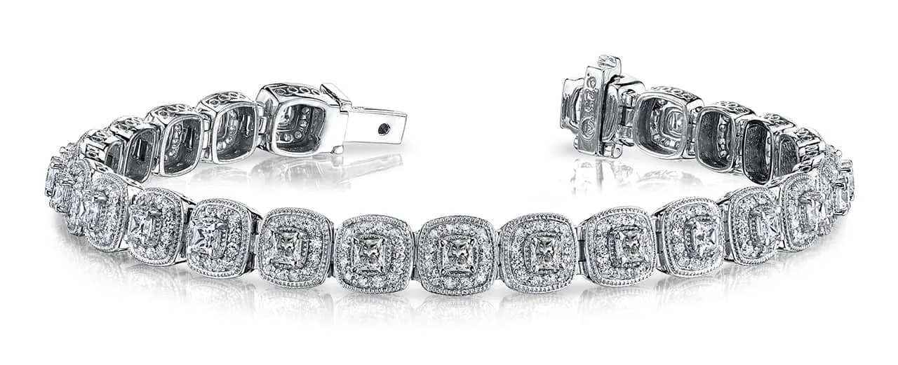 Grand Princess Cut Lab-Grown Diamond Bracelet with 5.06 ct.(finished) 1.2mm, 2.8mm