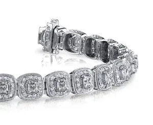 Grand Princess Cut Lab-Grown Diamond Bracelet with 5.06 ct.(finished) 1.2mm, 2.8mm