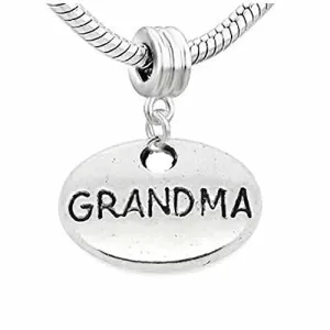 Grandma Charm Oval Dangle European Bead Compatible for Most European Snake Chain Bracelet