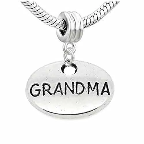 Grandma Charm Oval Dangle European Bead Compatible for Most European Snake Chain Bracelet