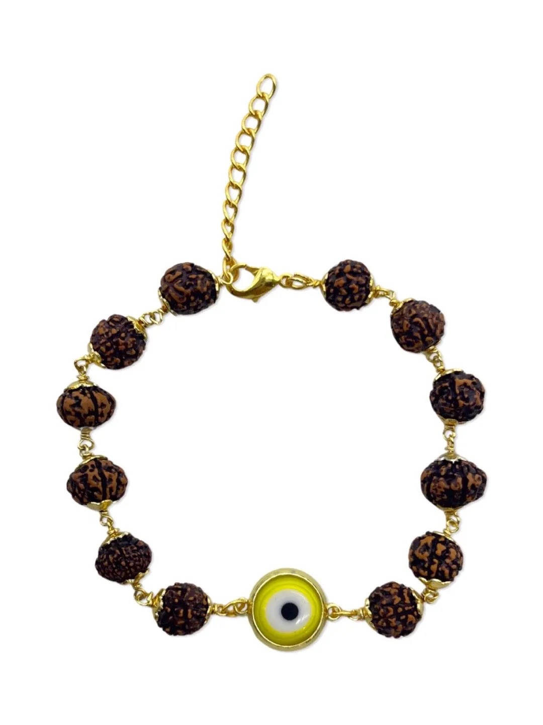 Green Color Evil Eye Mens Rudraksha Bracelet